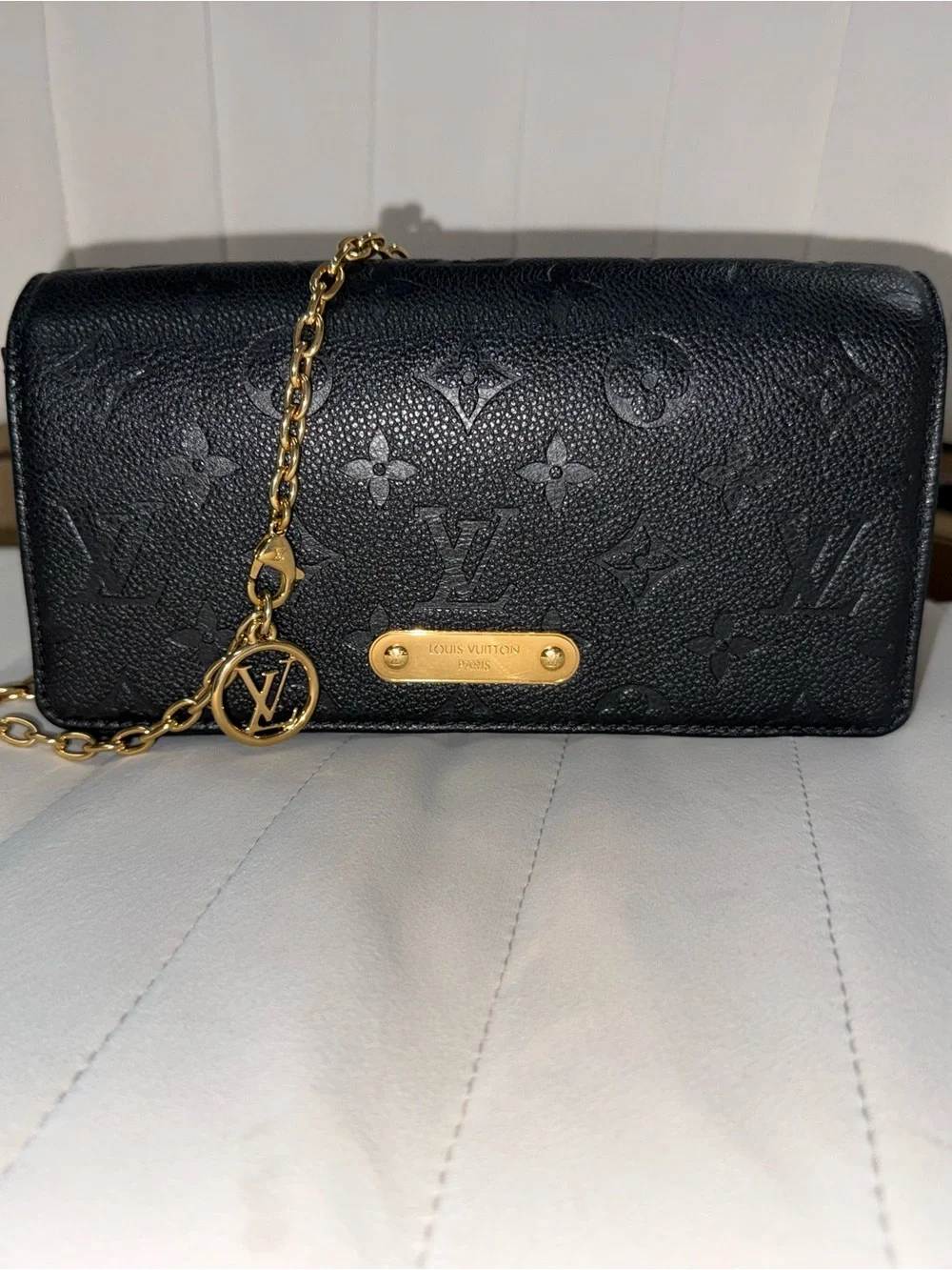 Louis Vuitton Black Monogram Empreinte Wallet on Chain Lily